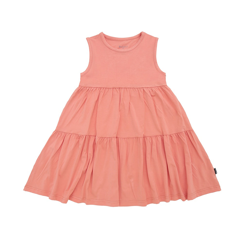 Sleeveless Tiered Dress - Coral