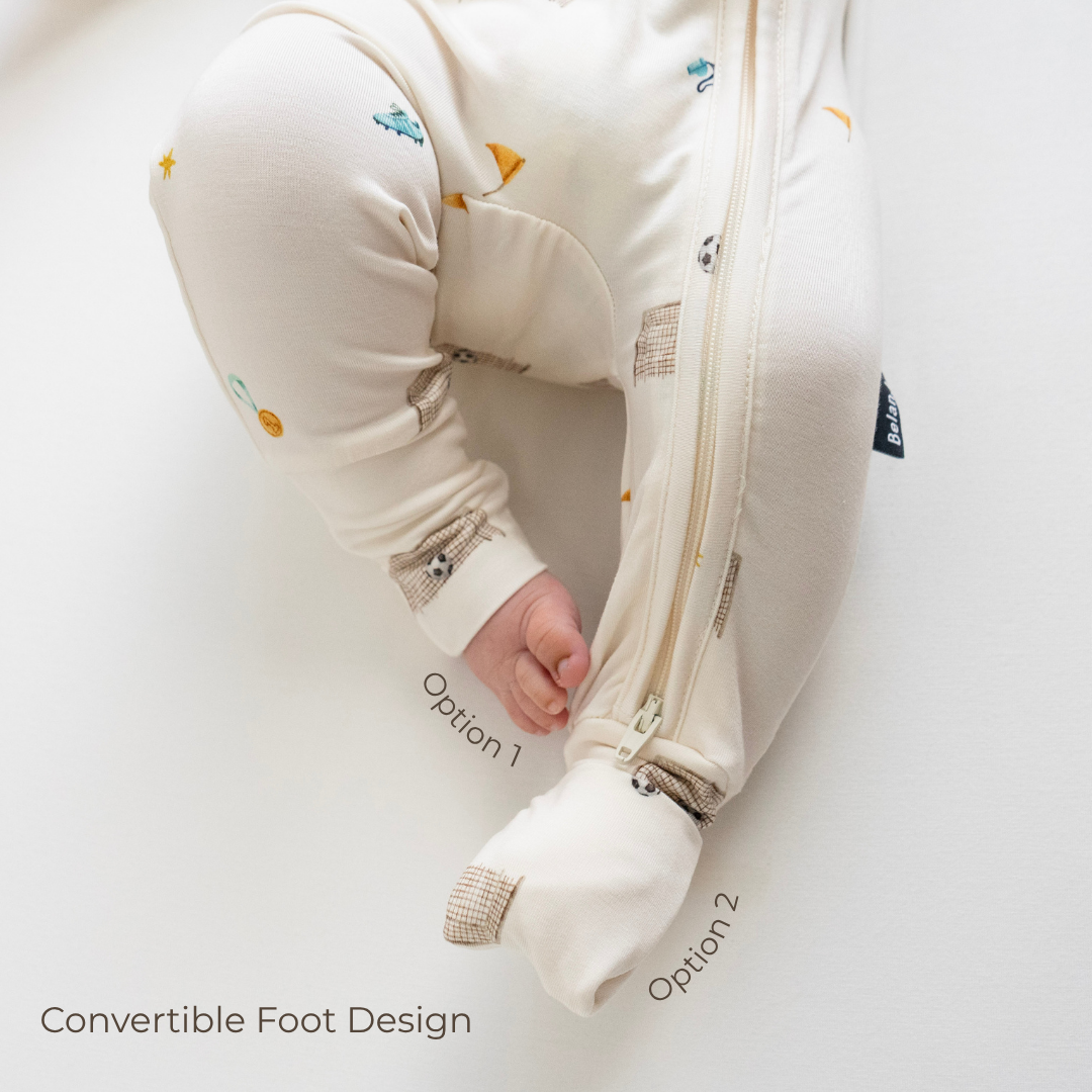 Footless Zipper Sleeper - Soccer