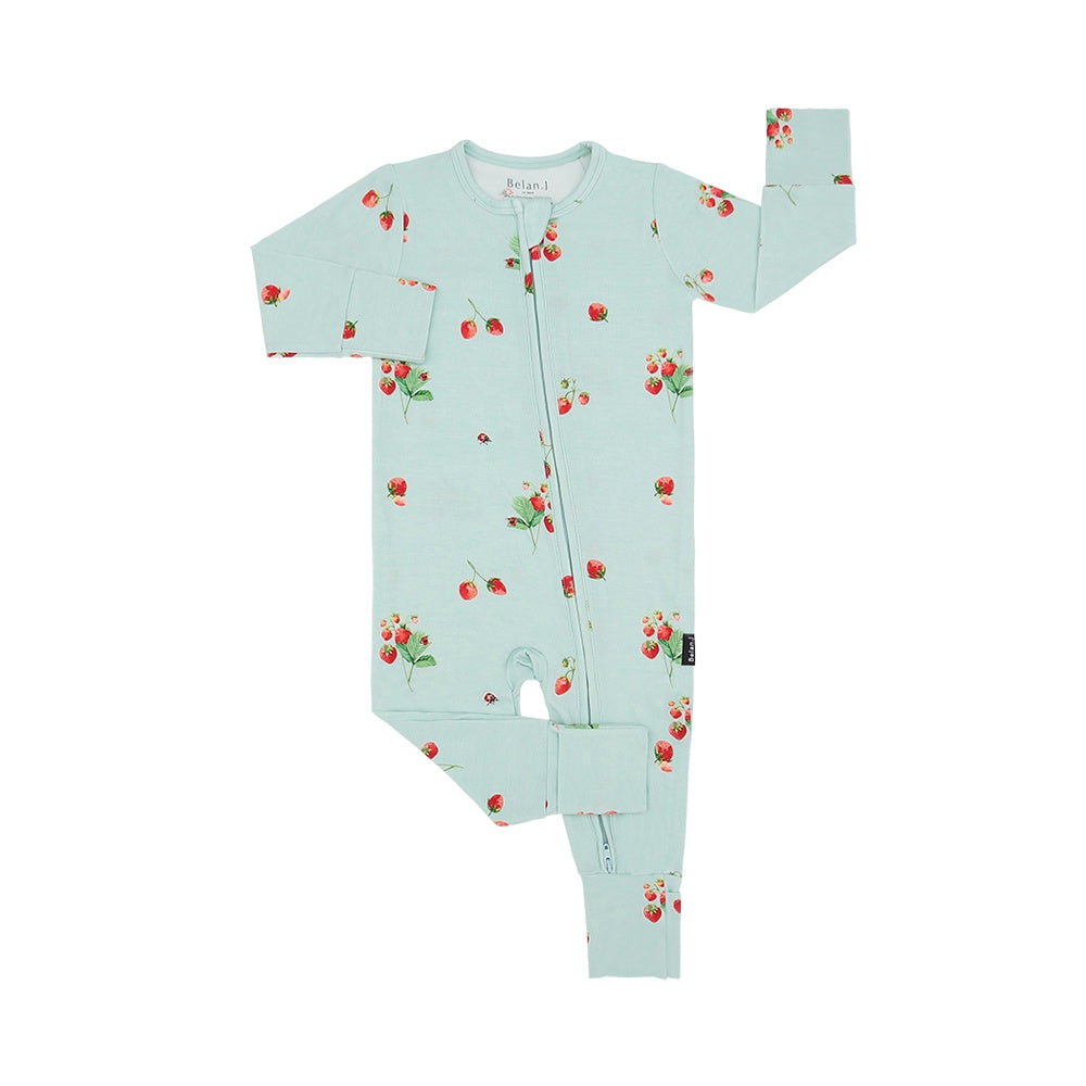 Footless Sleeper with Fold-Over Cuffs - Strawberry Garden