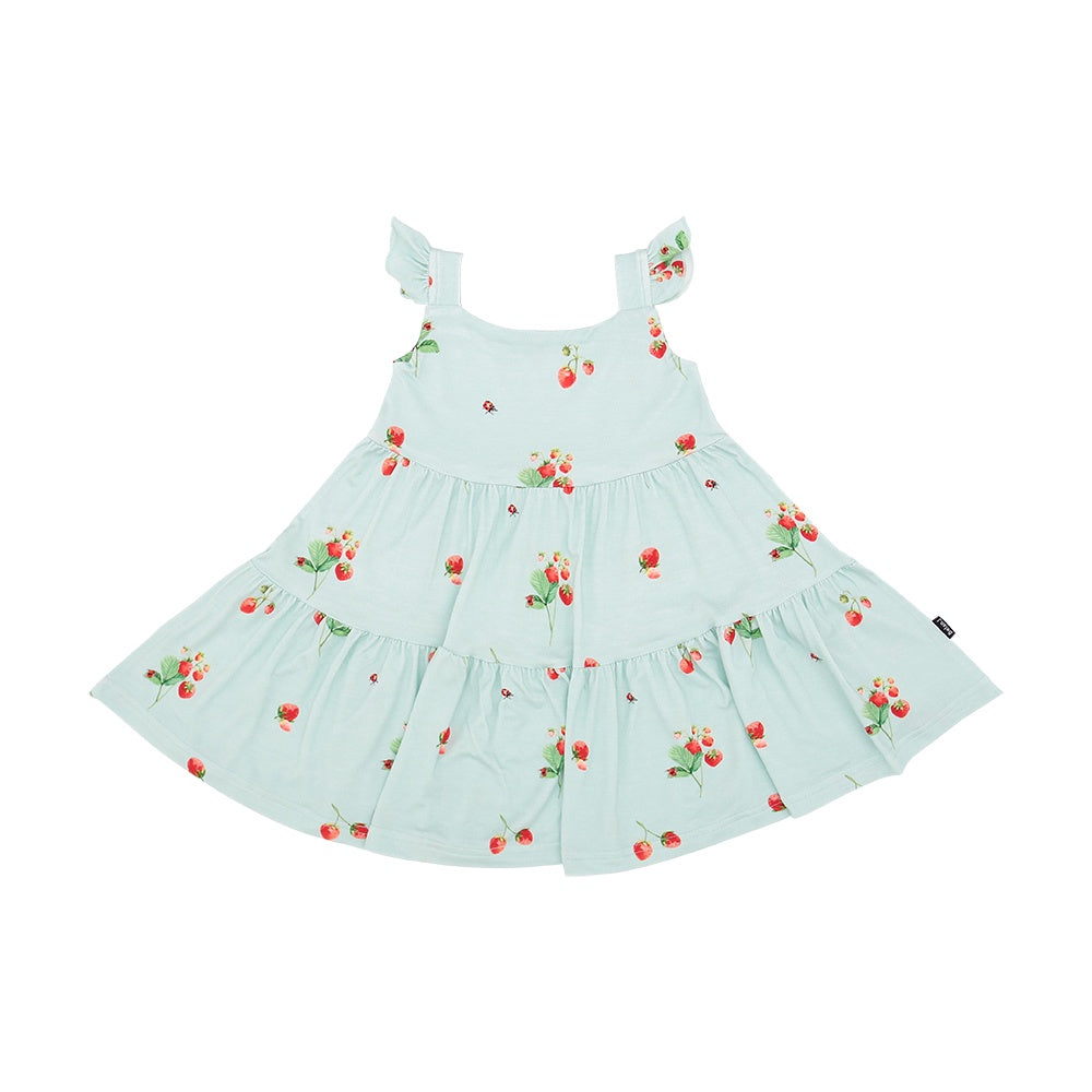 Ruffled Strap Tiered Dress - Strawberry Garden