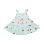 Ruffled Strap Tiered Dress - Strawberry Garden