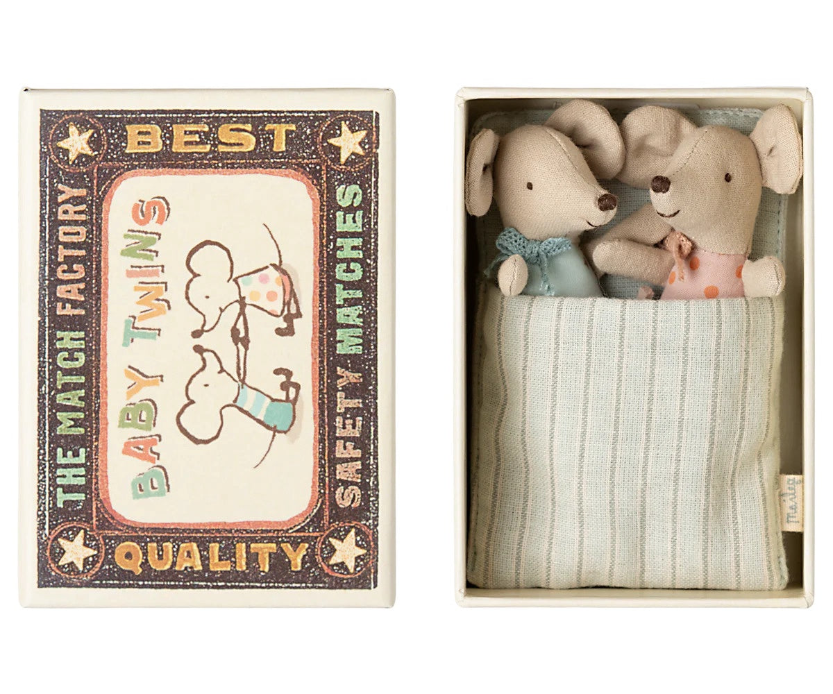 Maileg Baby Twin Mice in Matchbox - Polka Dot
