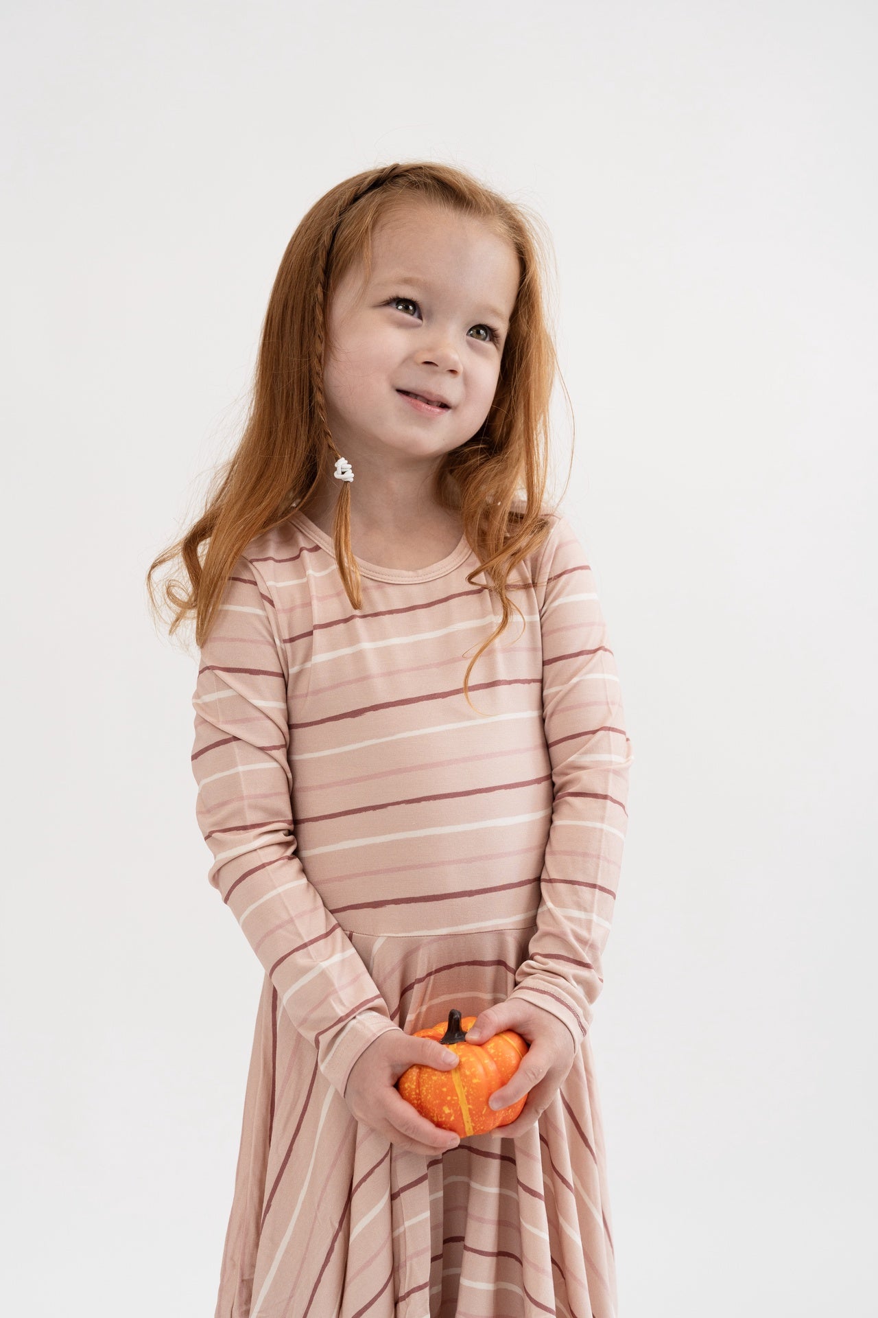 Long Sleeve Twirl Dress - Pink Stripes