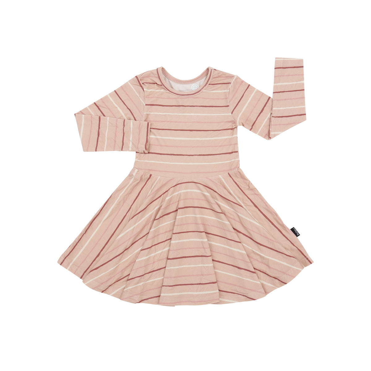 Long Sleeve Twirl Dress - Pink Stripes