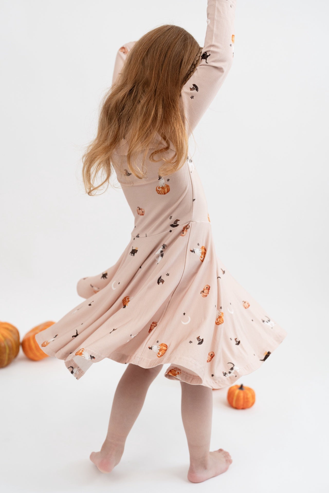 Long Sleeve Twirl Dress - Witch Cats