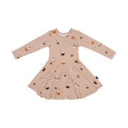 Long Sleeve Twirl Dress - Witch Cats