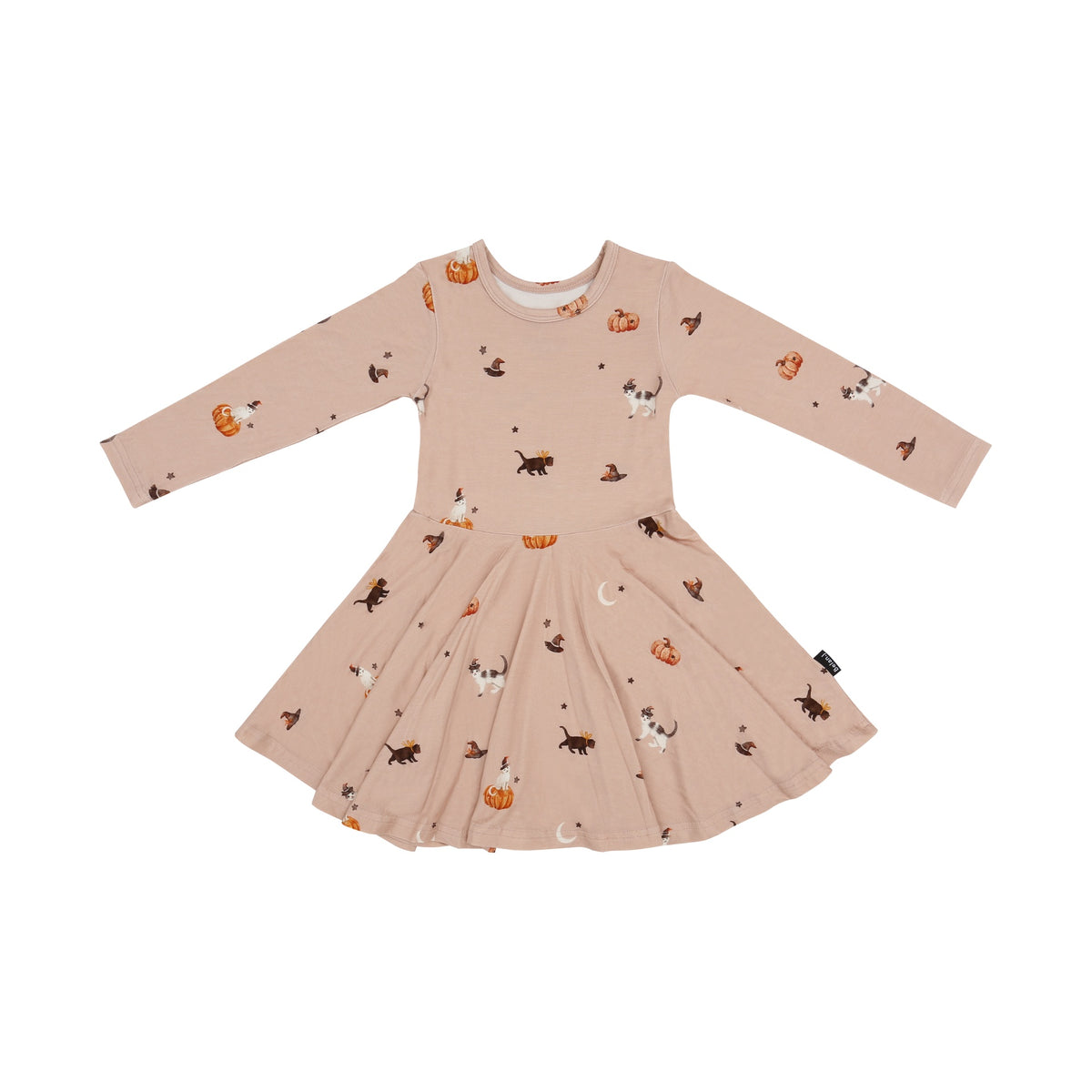 Long Sleeve Twirl Dress - Witch Cats