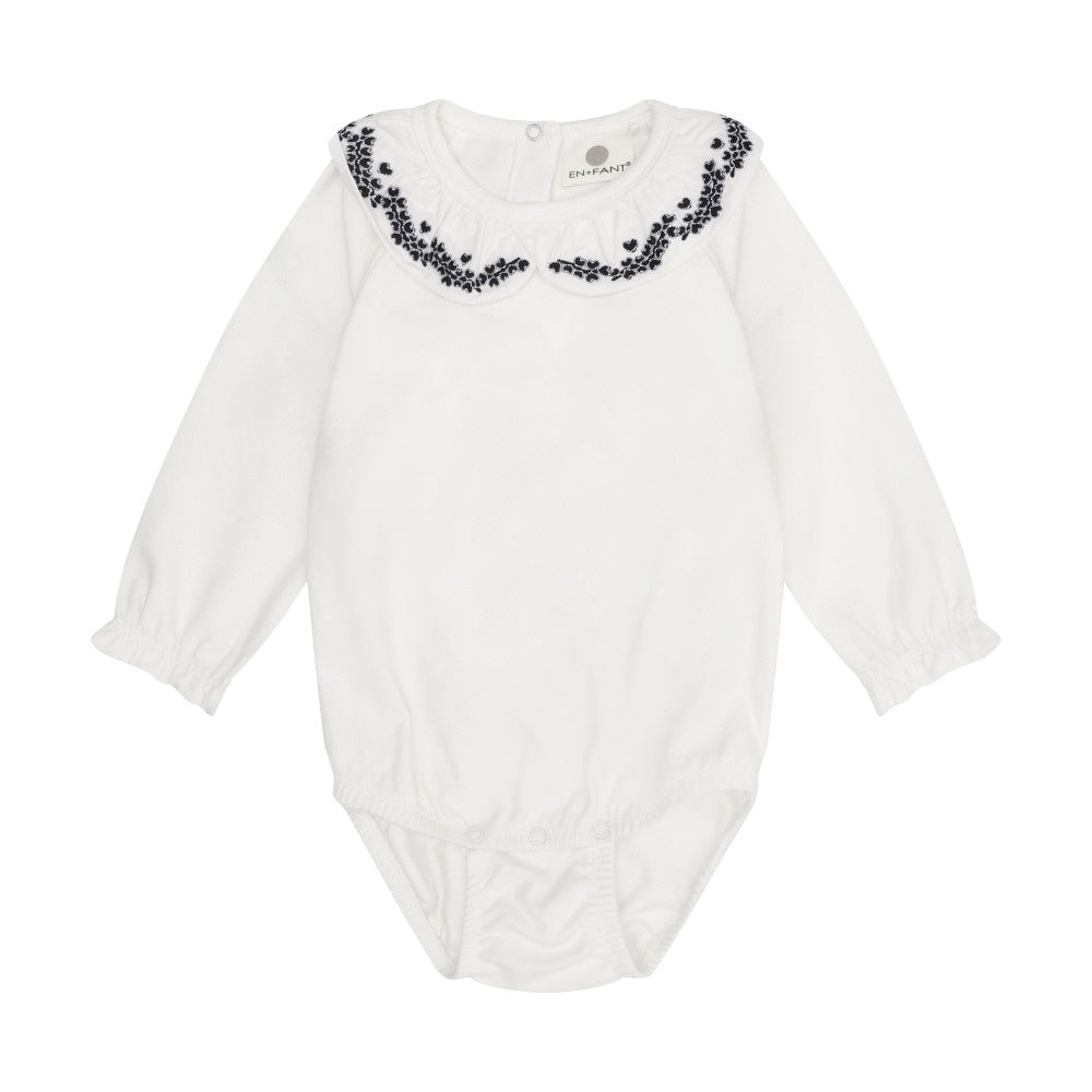 En Fant Collared Long Sleeve Bodysuit - Egret