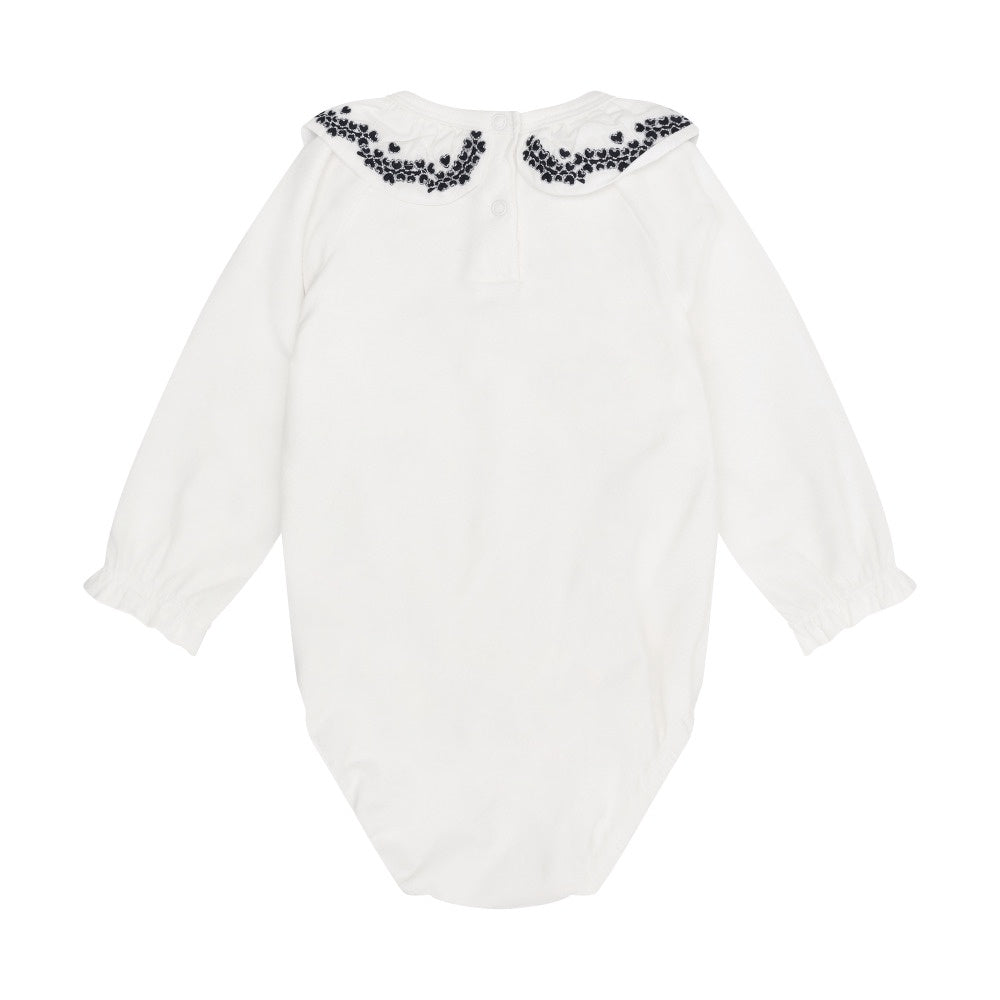 En Fant Collared Long Sleeve Bodysuit - Egret