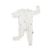 Footless Sleeper with Fold-over Cuffs - White Snowflakes