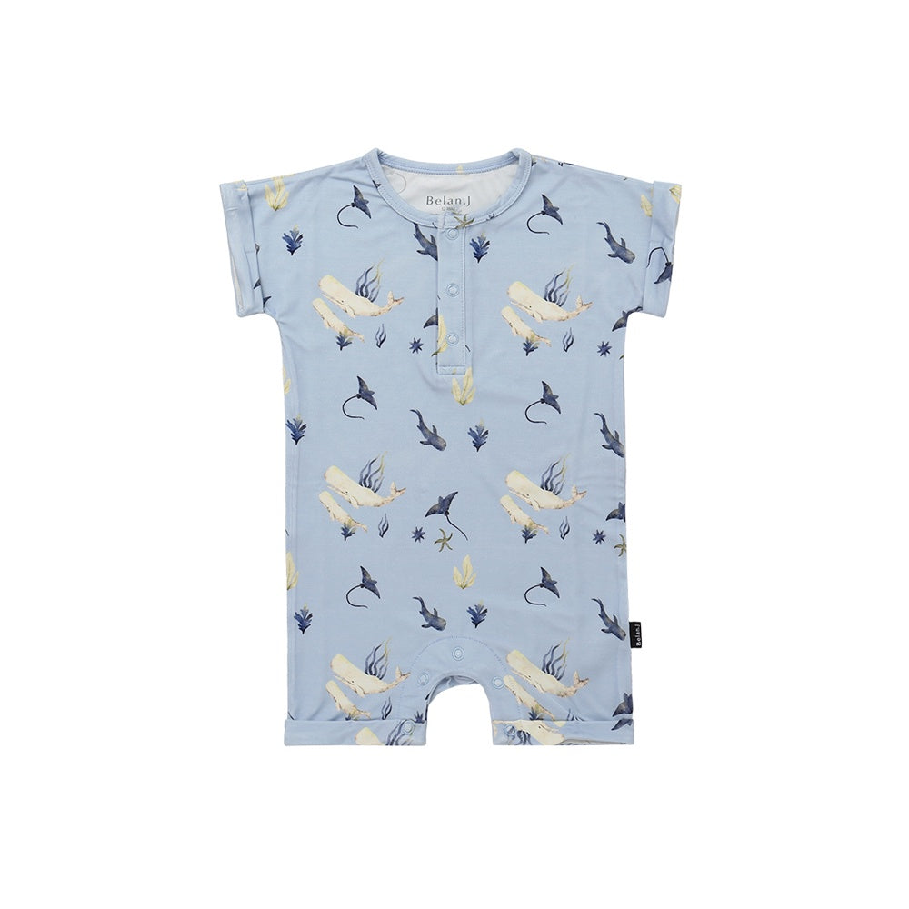 S/S Shortall Romper - Whale Lover