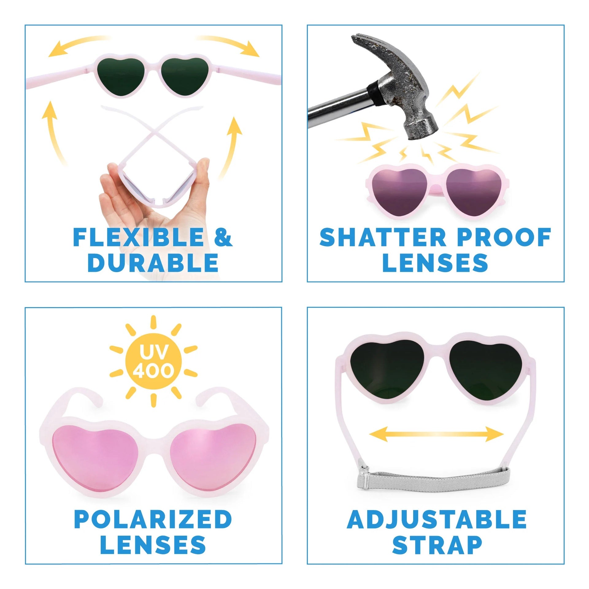 Jan & Jul Heart Sunglasses - White Aurora