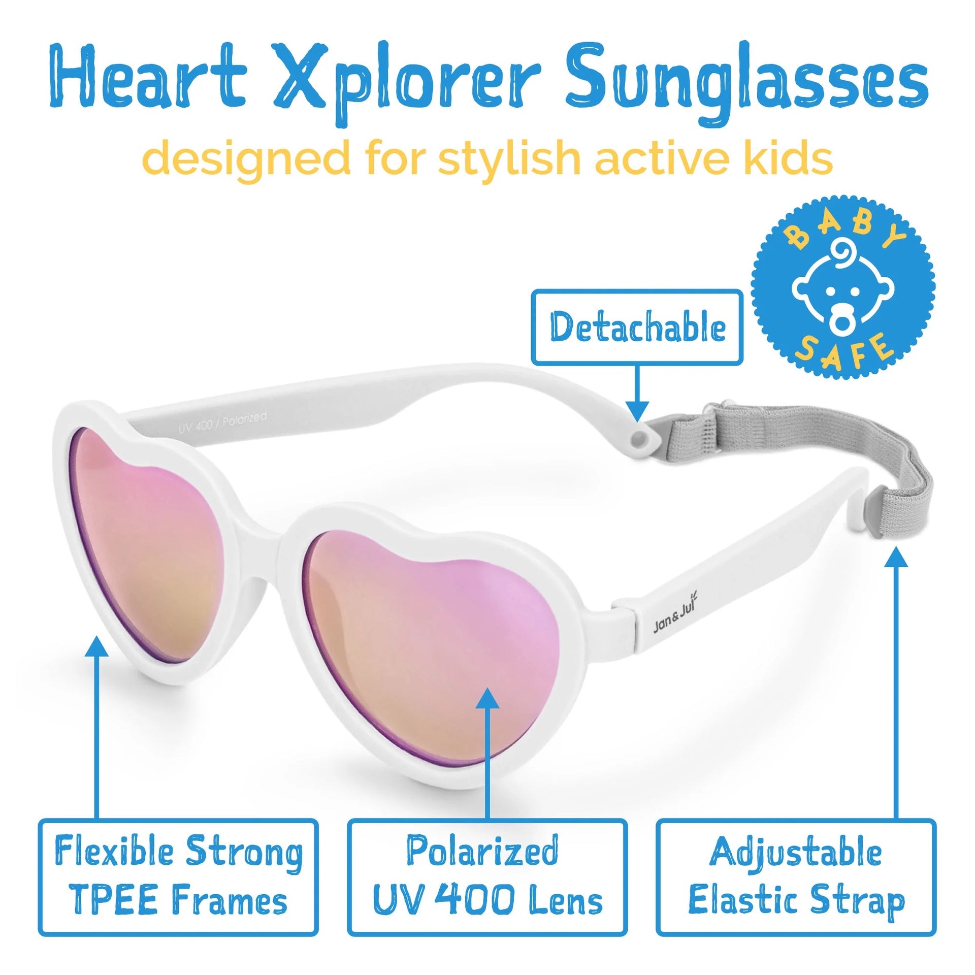 Jan & Jul Heart Sunglasses - White Aurora