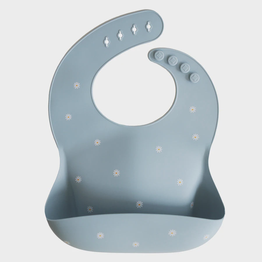 Mushie Silicone Baby Bib - White Daisy