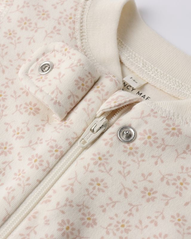 Quincy Mae Zip Longsleeve Footie - Ditsy